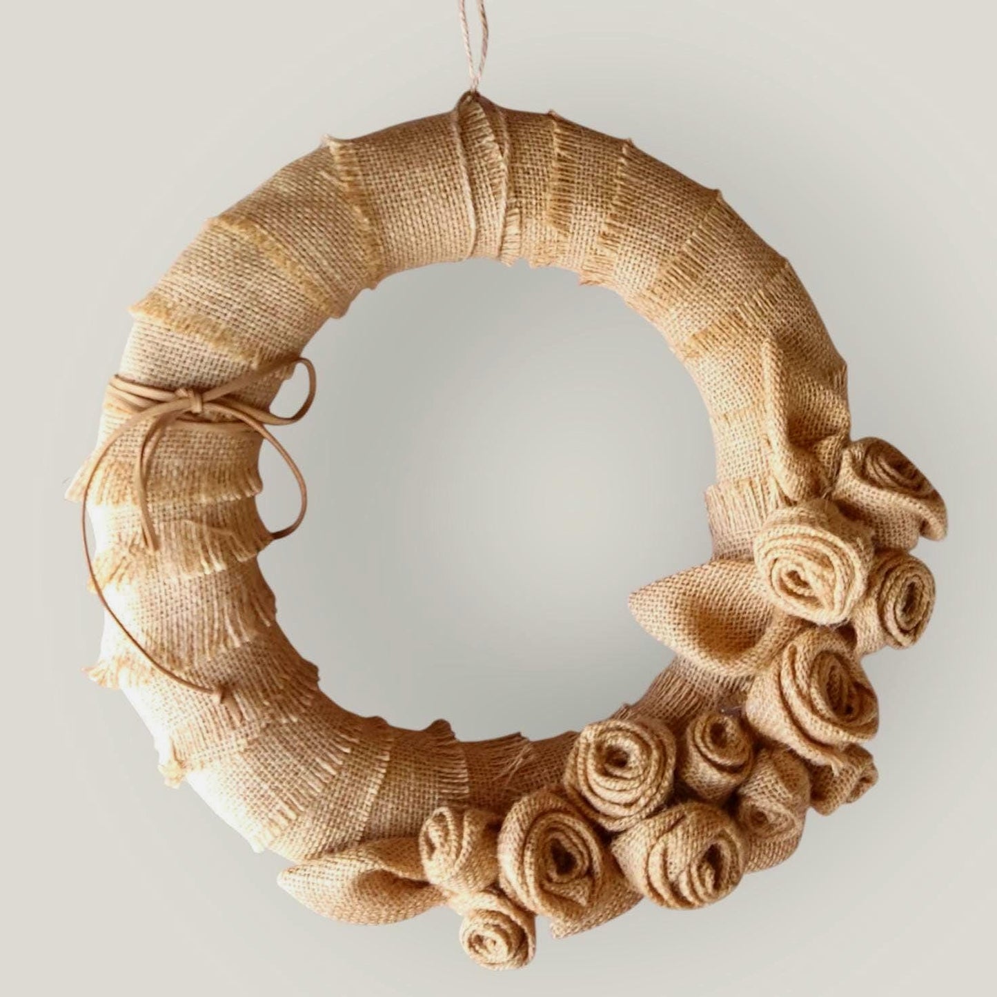 Natural Burlap Rose Wreath: Eco-Friendly Handmade Door Decor (20cm & 30cm)