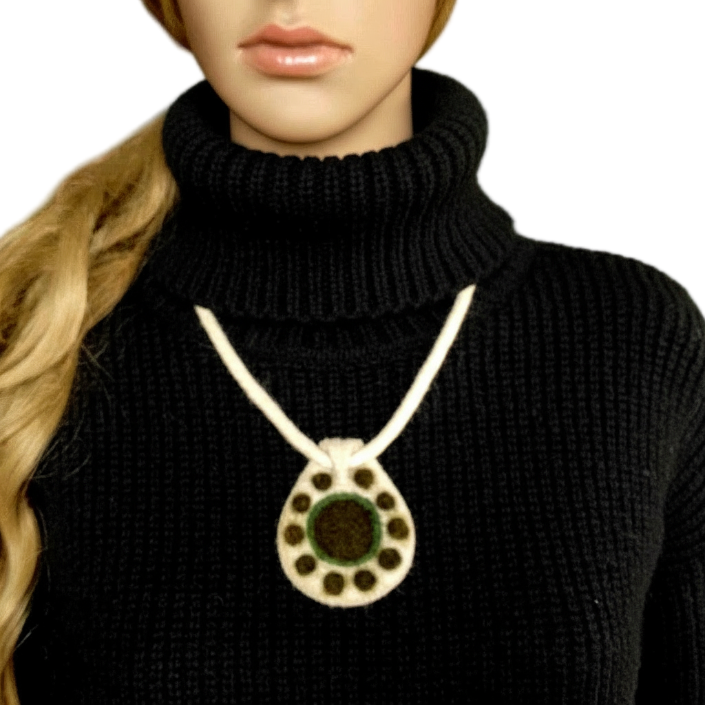 Wool Felted Pendant Necklace: Handmade Merino Art to Wear
