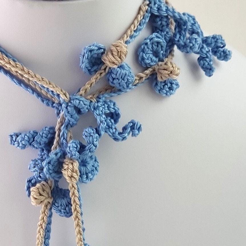 Red Crochet Lariat Necklace - 3-in-1 Convertible | Long, Short & Choker | Handmade Boho Jewelry