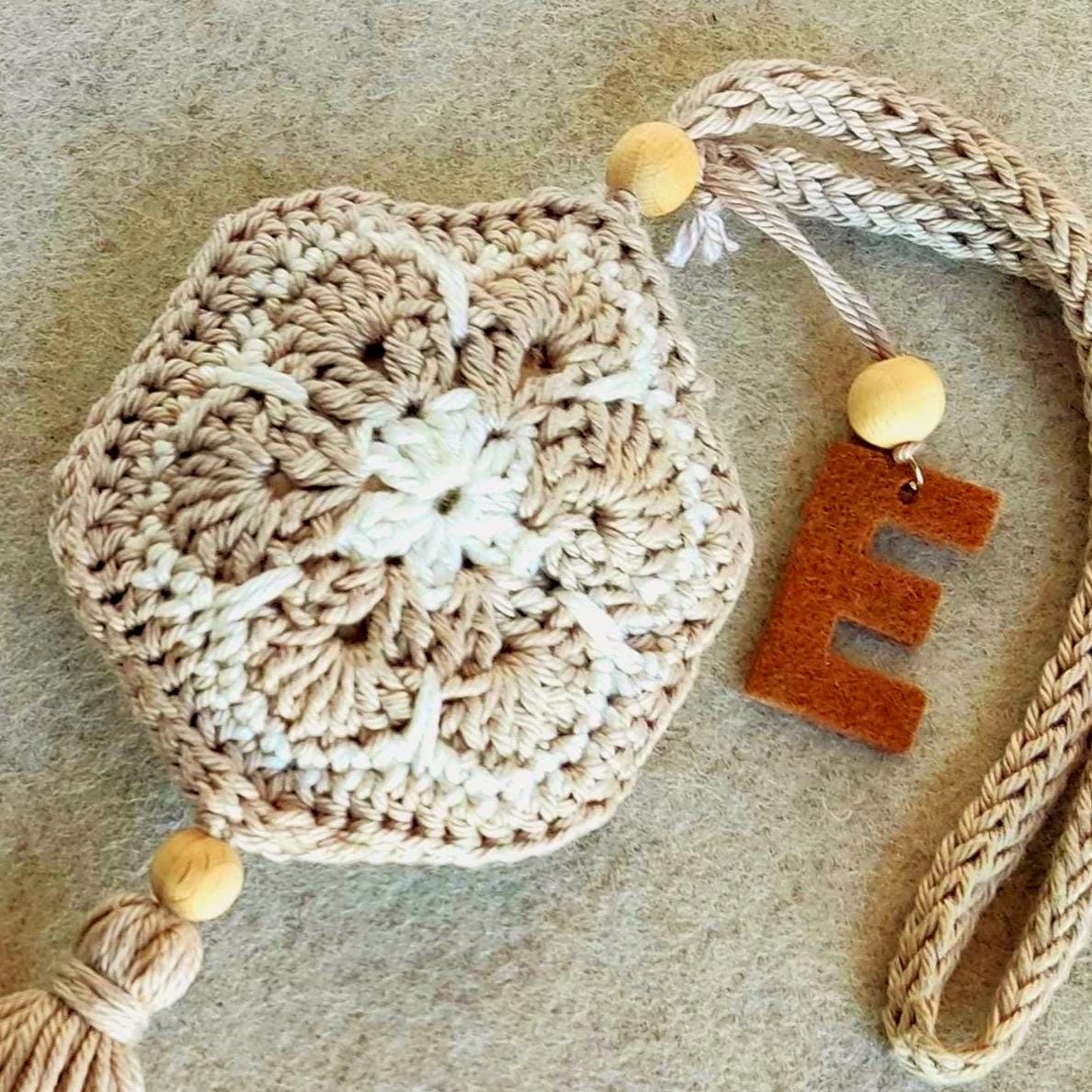 Personalised Crochet Lavender Sachet: Cotton Closet Freshener with Wooden Beads