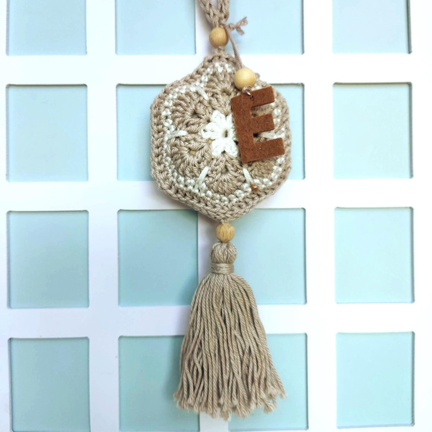 Personalised Crochet Lavender Sachet: Cotton Closet Freshener with Wooden Beads