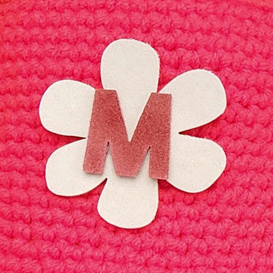 Personalized Red Crochet Bucket Hat with Leather Flower - Custom Handmade