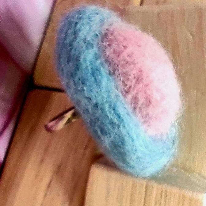 Elegant Dark Gray Felt Ring with Crystal Stone