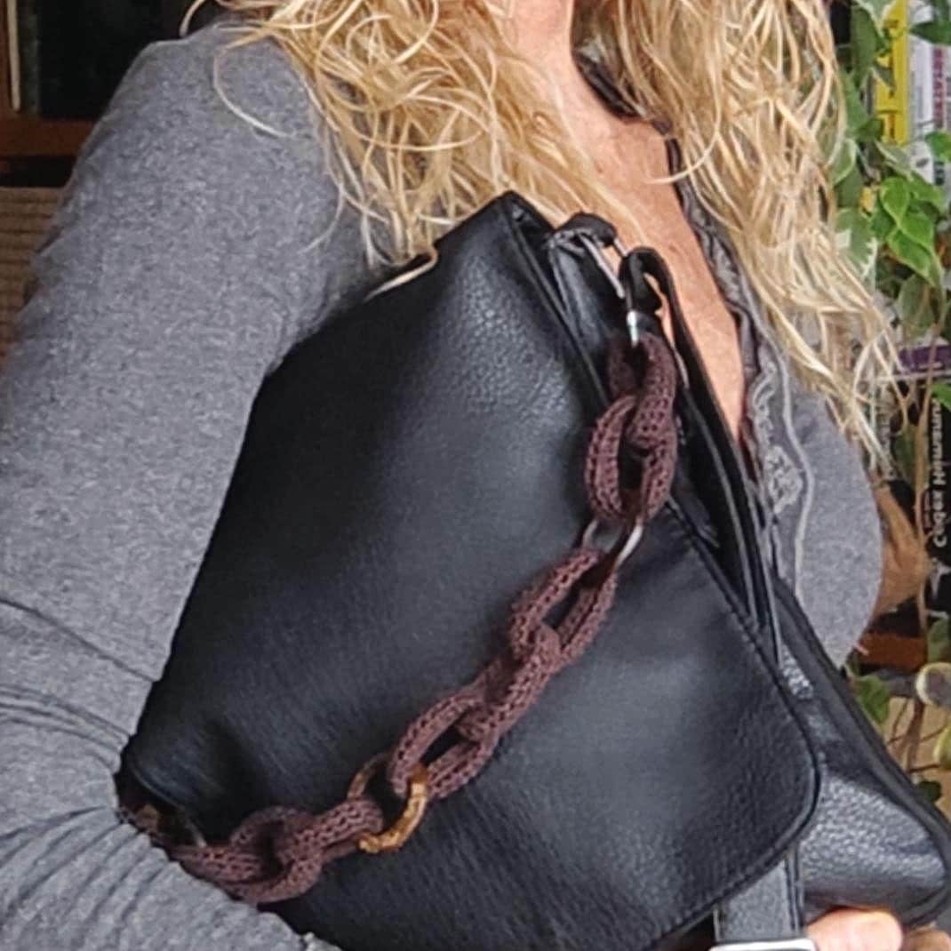 Crochet Bag Handles with Wooden Rings - Handmade Purse Straps