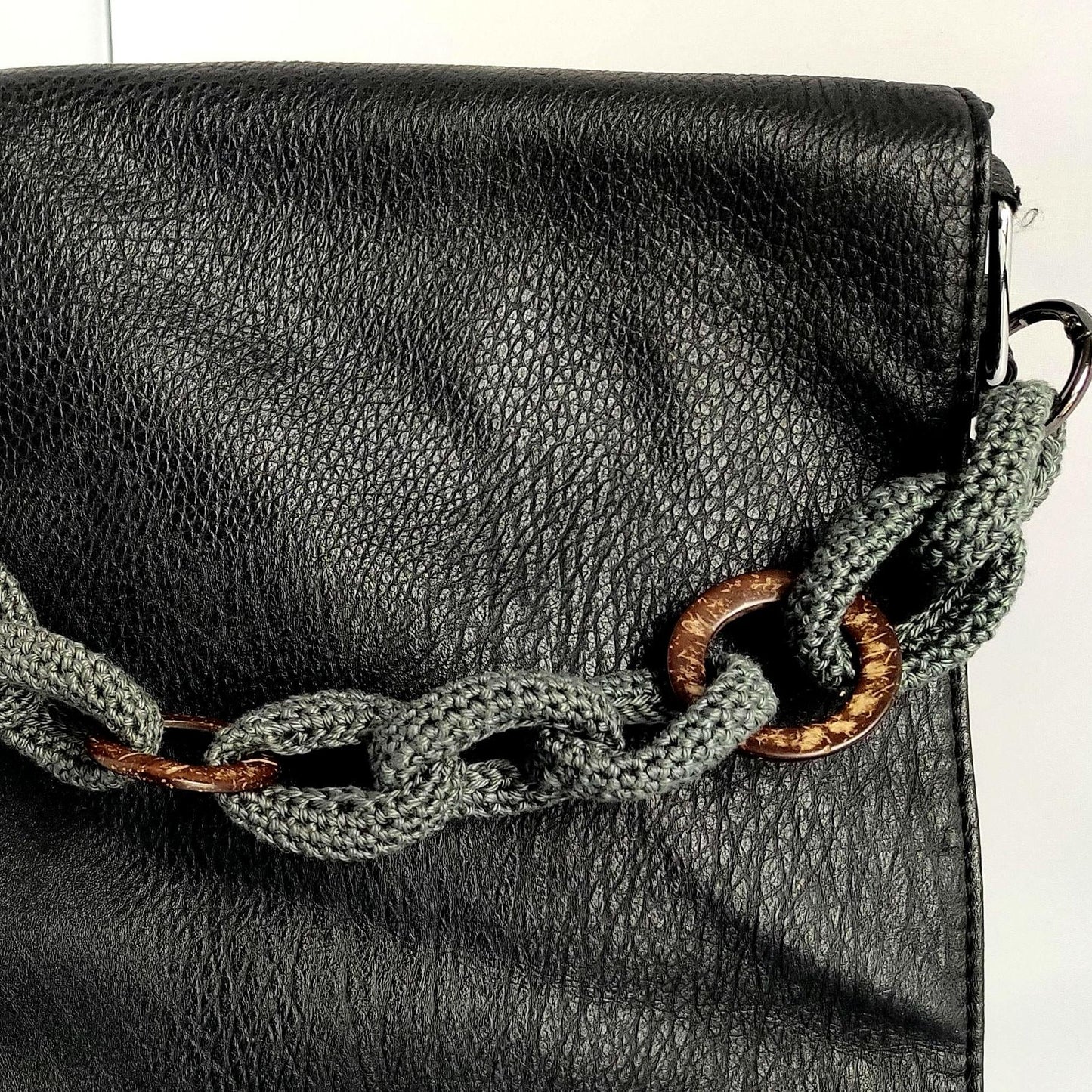 Crochet Bag Handles with Wooden Rings - Handmade Purse Straps