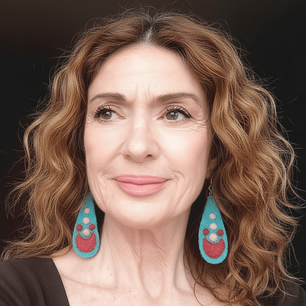 Needle Felted Earrings: Boho Teardrop Merino Wool, Silver Hooks - StepToLight