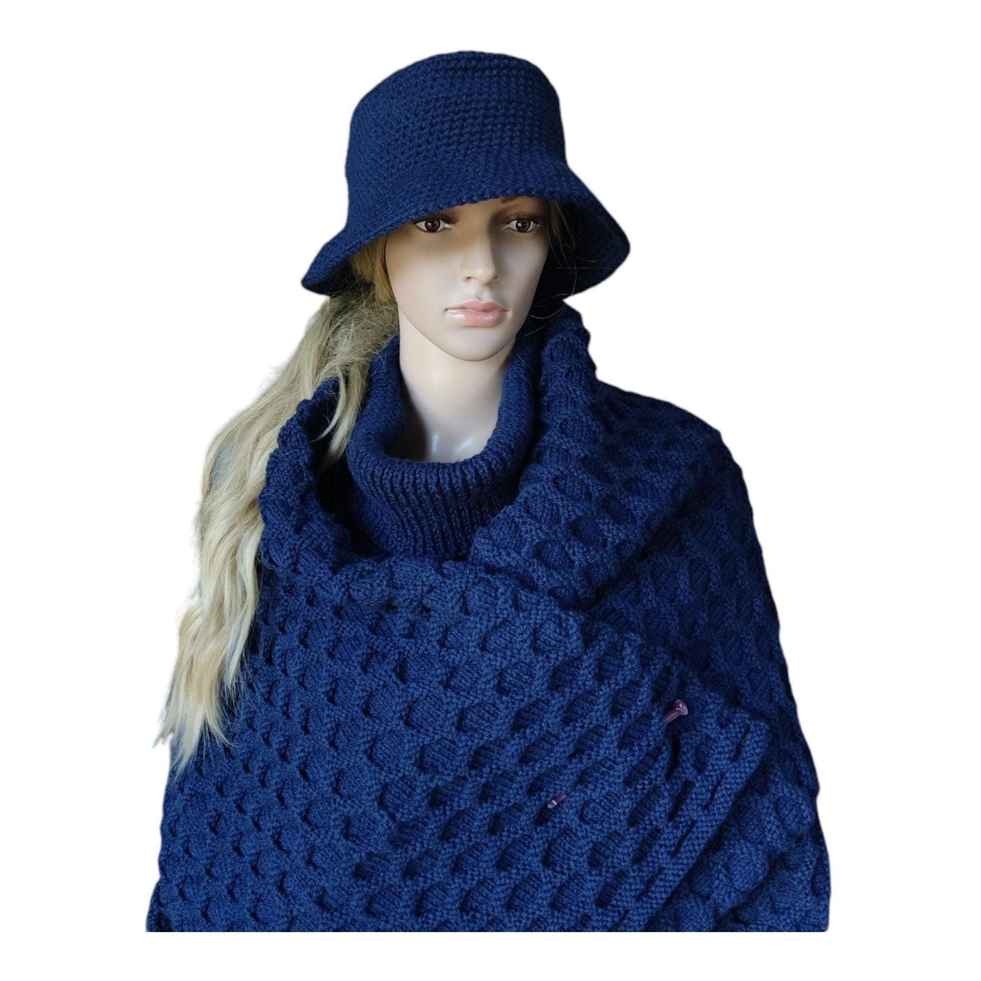 Personalised Dark Grey Crochet Bucket Hat with Leather Flower - StepToLight