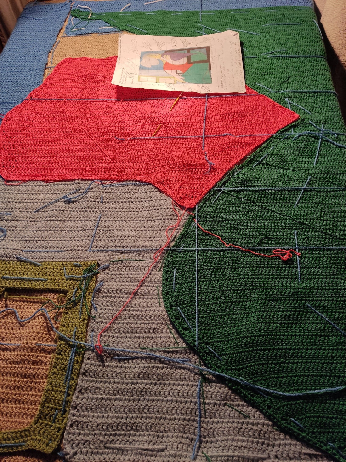 Picasso Inspired Crochet Throw Blanket - Cubist Art Sofa Decor - StepToLight