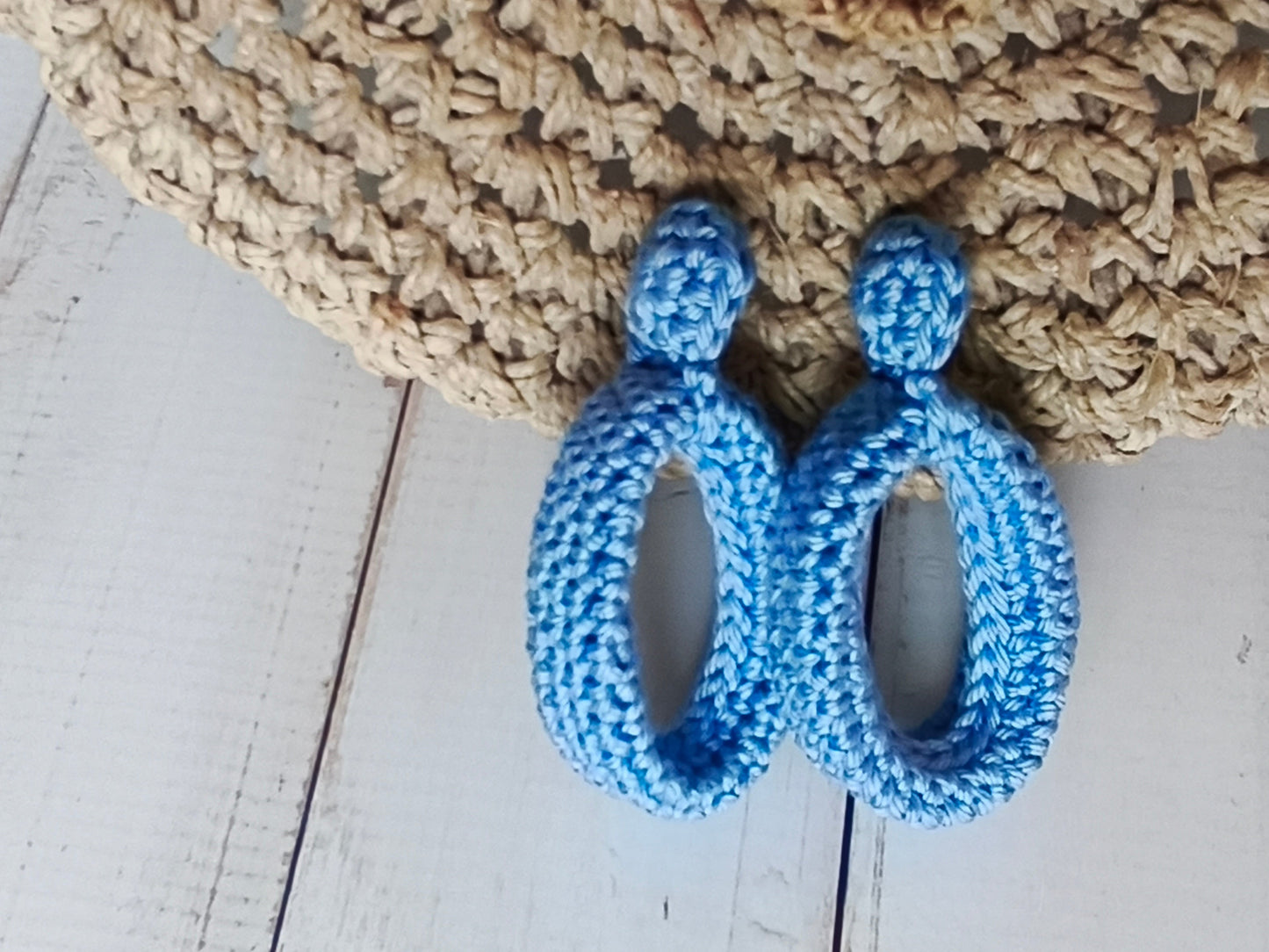 Pink Crochet Hoop Earrings - Lightweight Cotton Yarn with Gold-Plated Studs - StepToLight