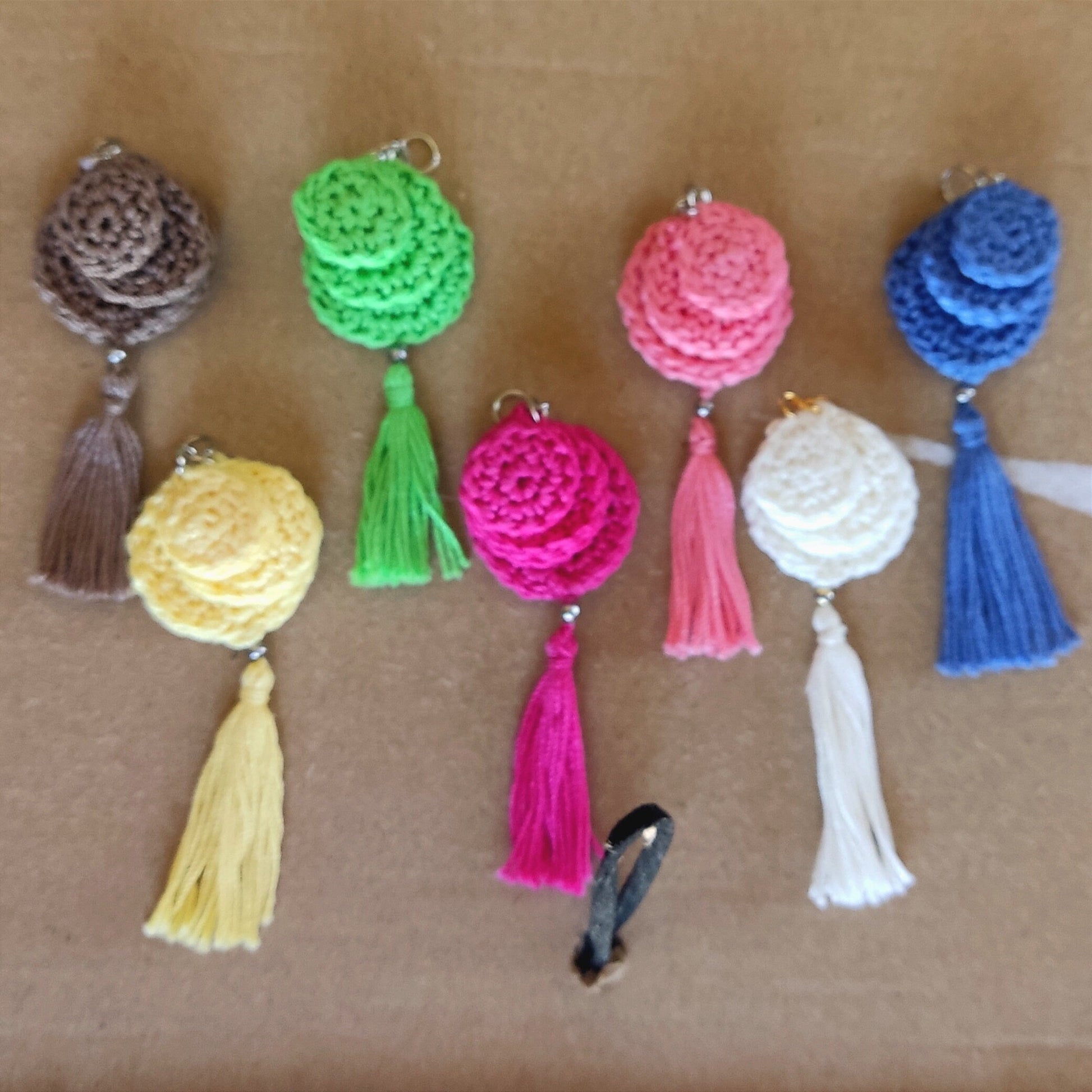 Pink Crochet Pendant Necklace - Handmade Boho Tassel Statement Jewelry - StepToLight