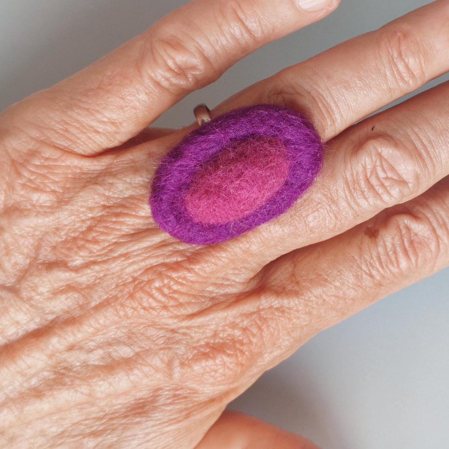 Purple Hot Pink Felt Dangle Earrings | Needle Felted Boho Statement Jewelry - StepToLight