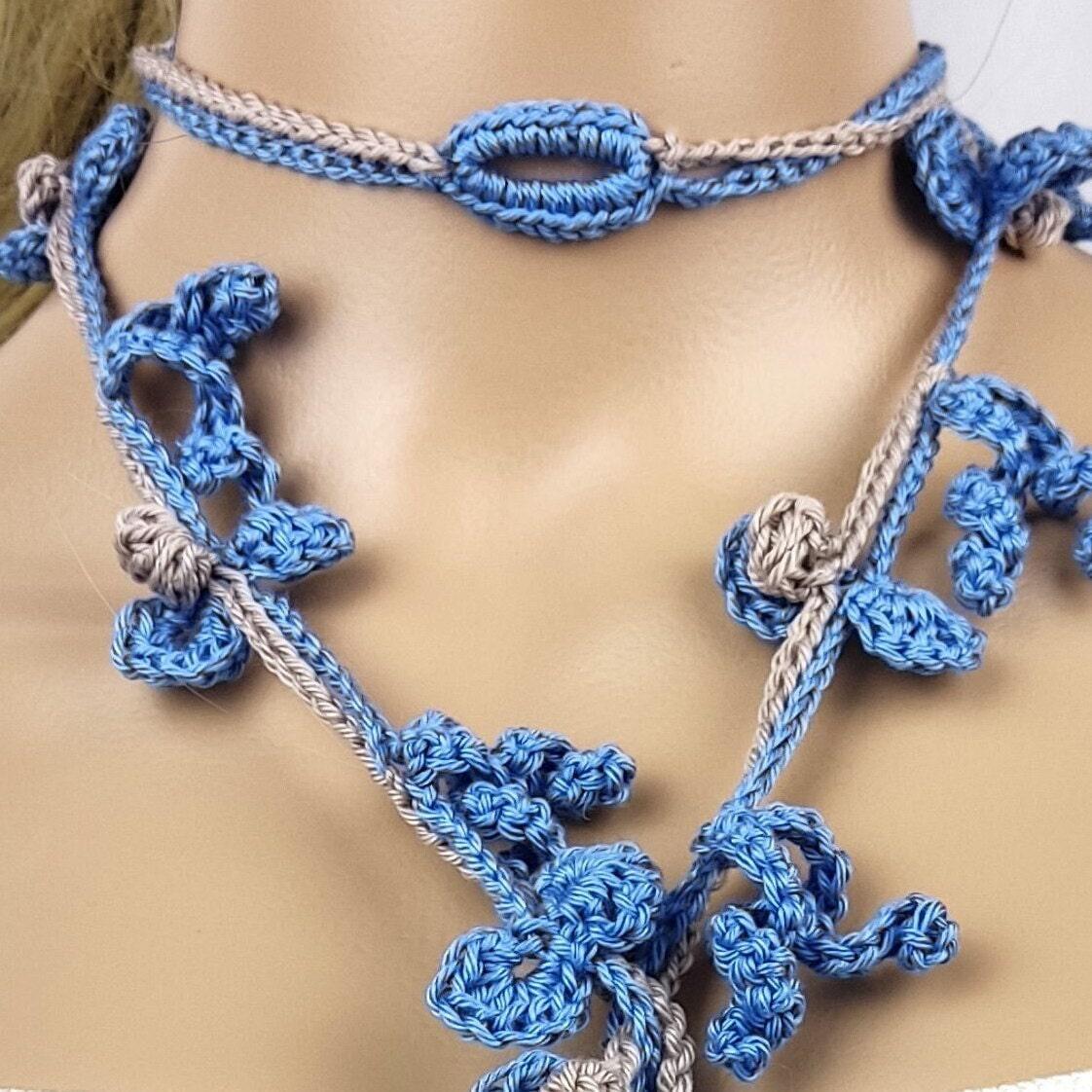 Red Crochet Lariat Necklace - 3 - in - 1 Convertible Necklace - StepToLight