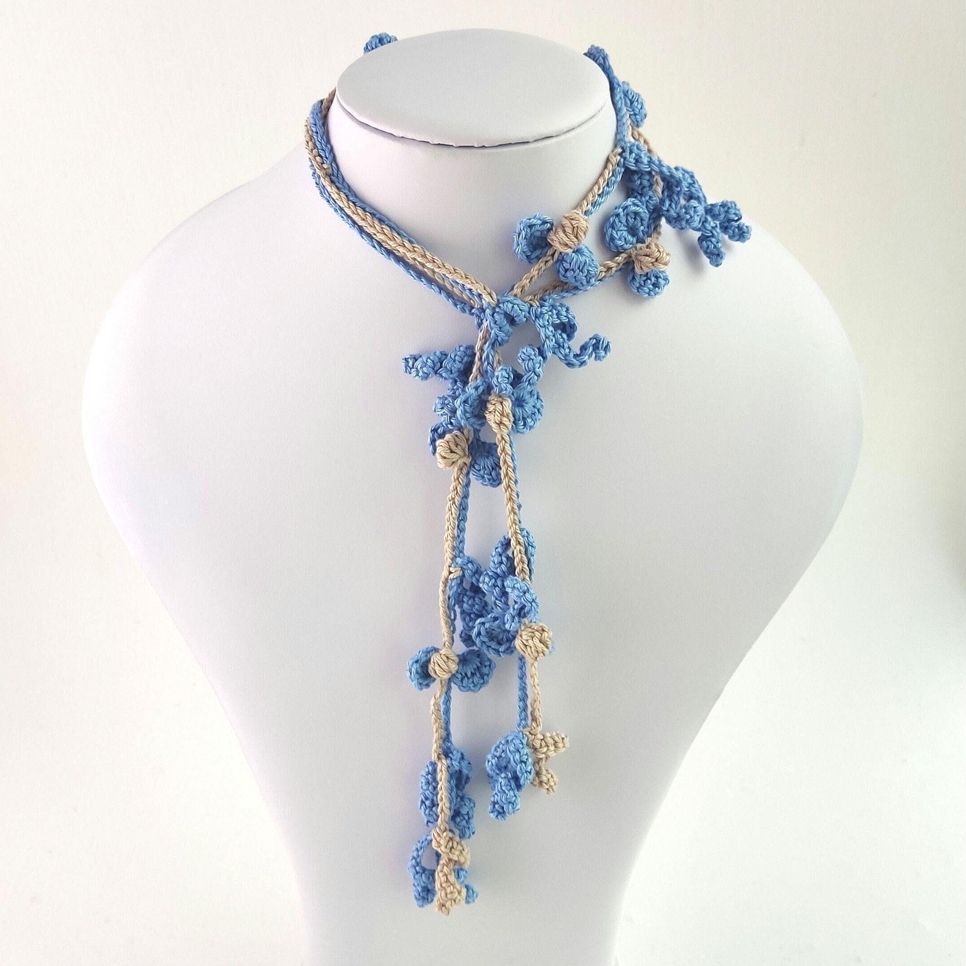 Red Crochet Lariat Necklace - 3 - in - 1 Convertible Necklace - StepToLight