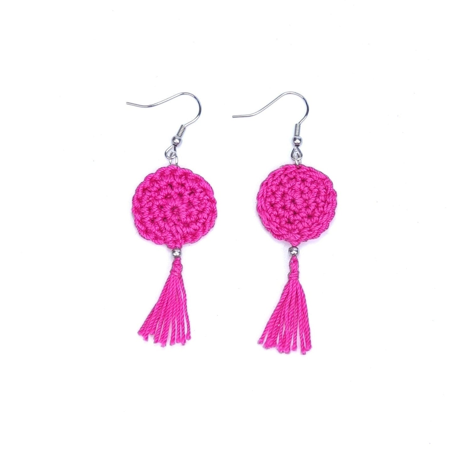 Red Crochet Tassel Earrings: Elegant Boho Jewelry Gift - StepToLight