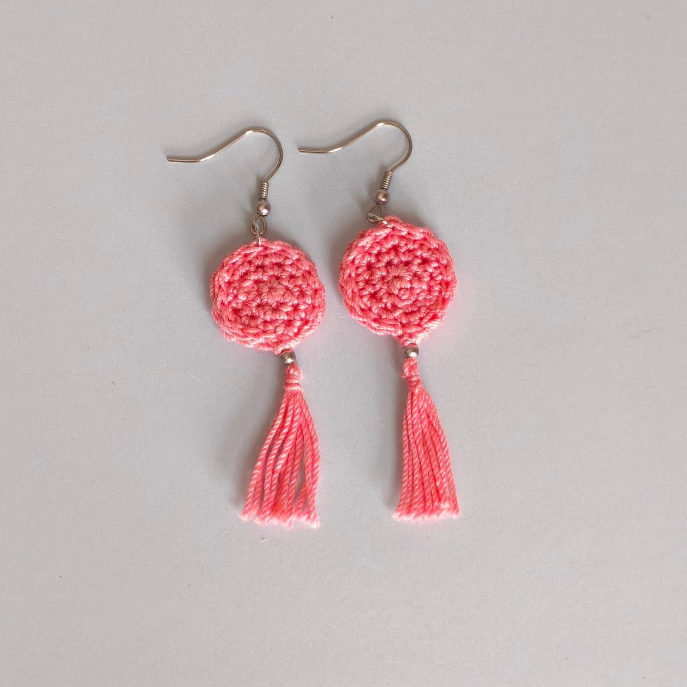 Red Crochet Tassel Earrings: Elegant Boho Jewelry Gift - StepToLight