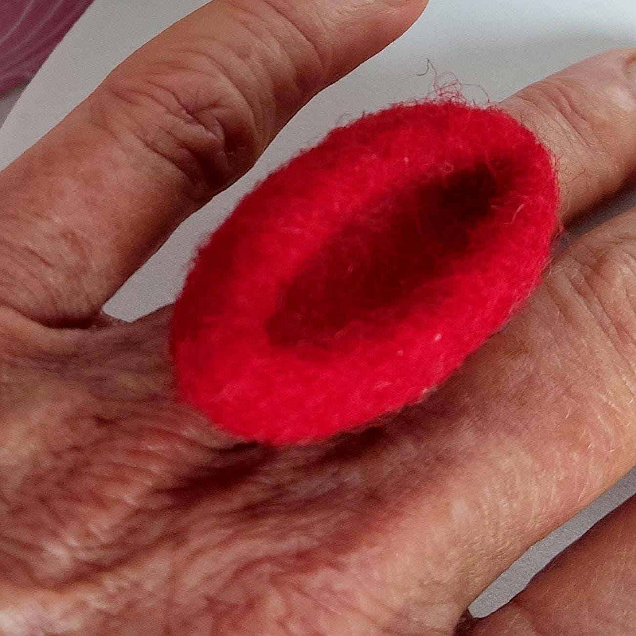Red Marquise Felt Ring | Sculptural Statement Ring | Handmade Fiber Jewelry - StepToLight