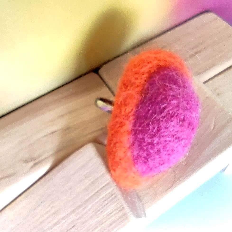 Red Marquise Felt Ring | Sculptural Statement Ring | Handmade Fiber Jewelry - StepToLight
