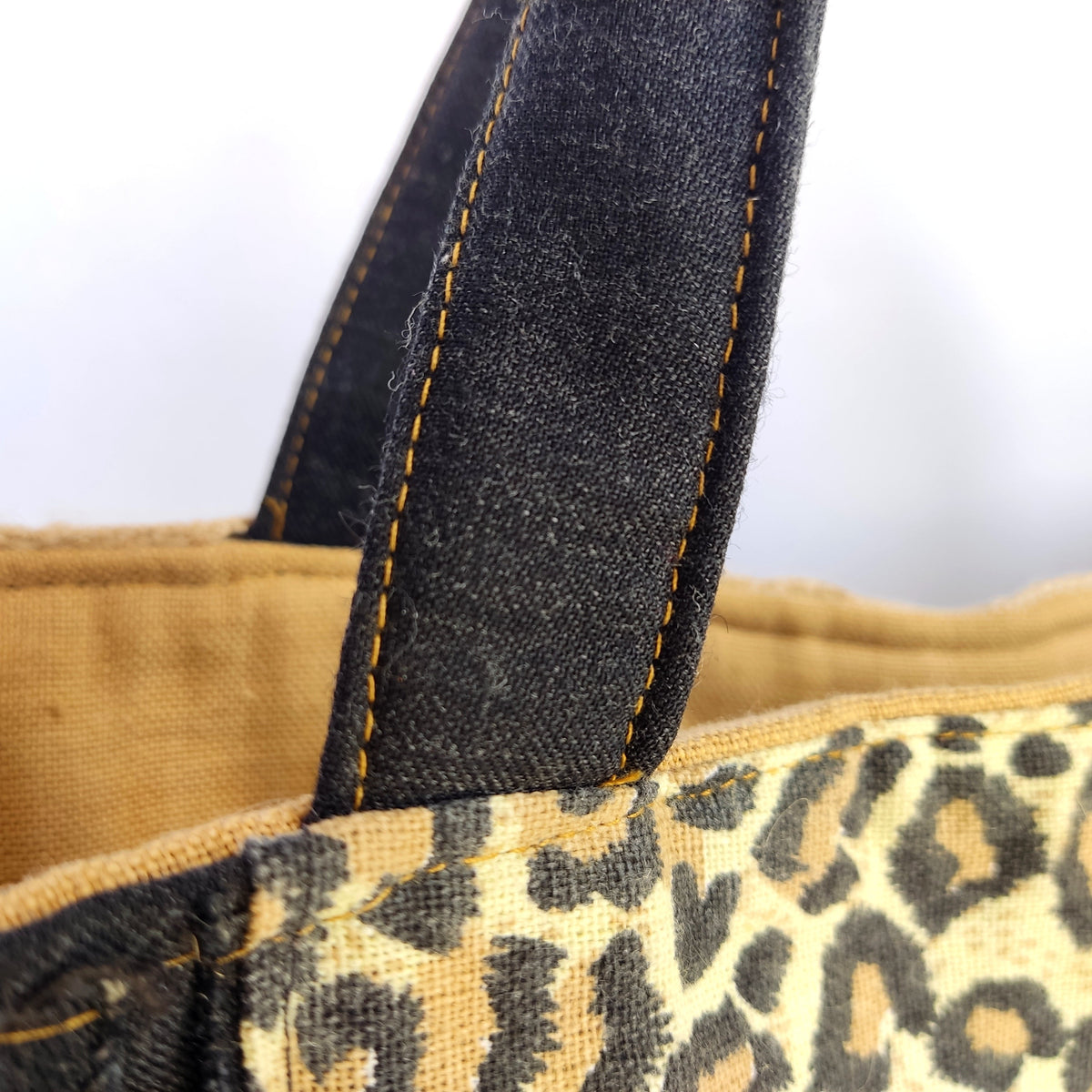 Reversible Tote Bag — Black Leopard & Boho Burlap | Large Handmade Bag | Limited Edition - StepToLight