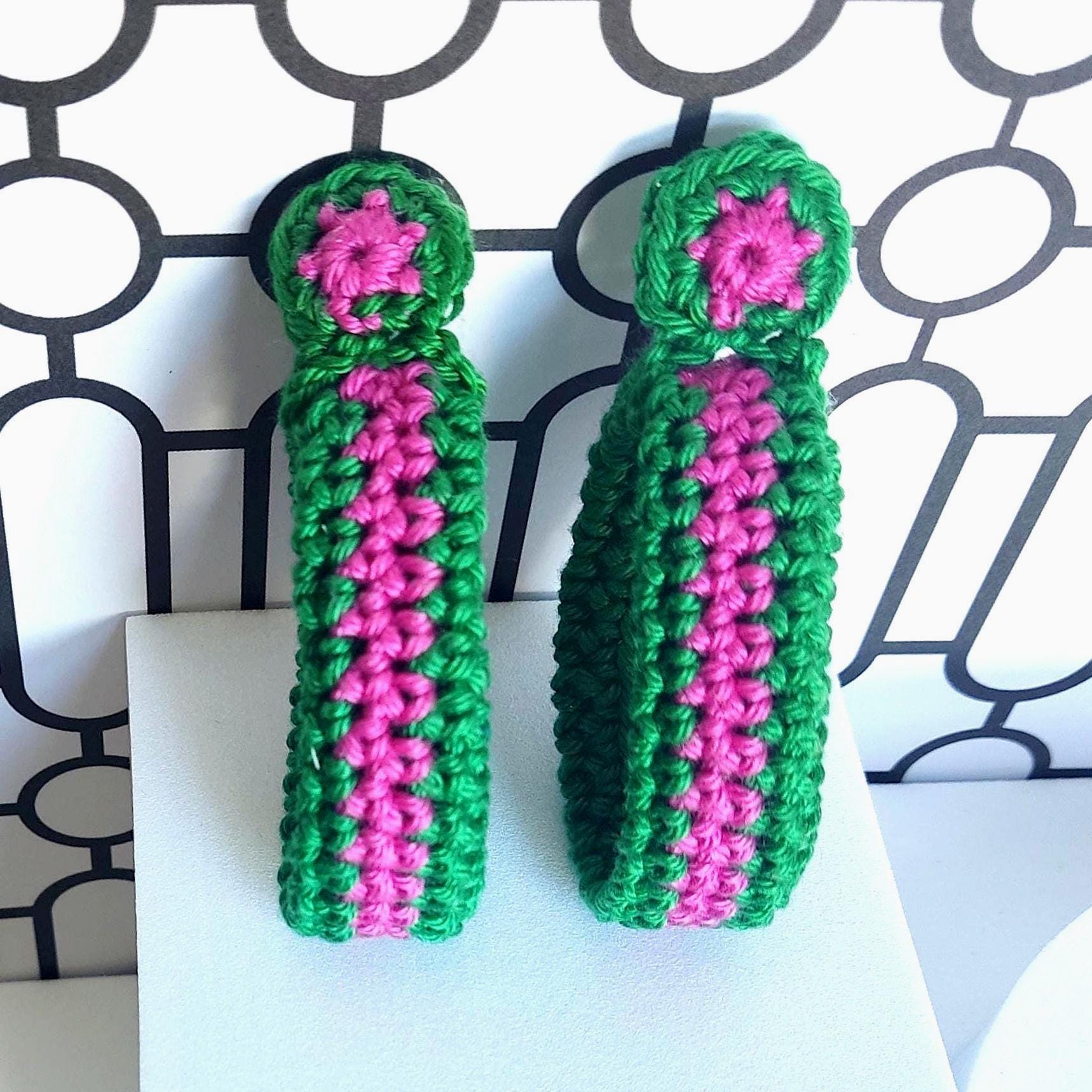 Royal Blue & Burnt Orange Crochet Hoop Earrings: Cotton Yarn, Gold Plated Studs - StepToLight