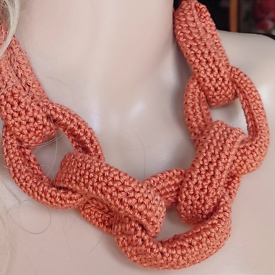 Royal Blue Chunky Crochet Necklace - Braided Chain Jewelry - StepToLight