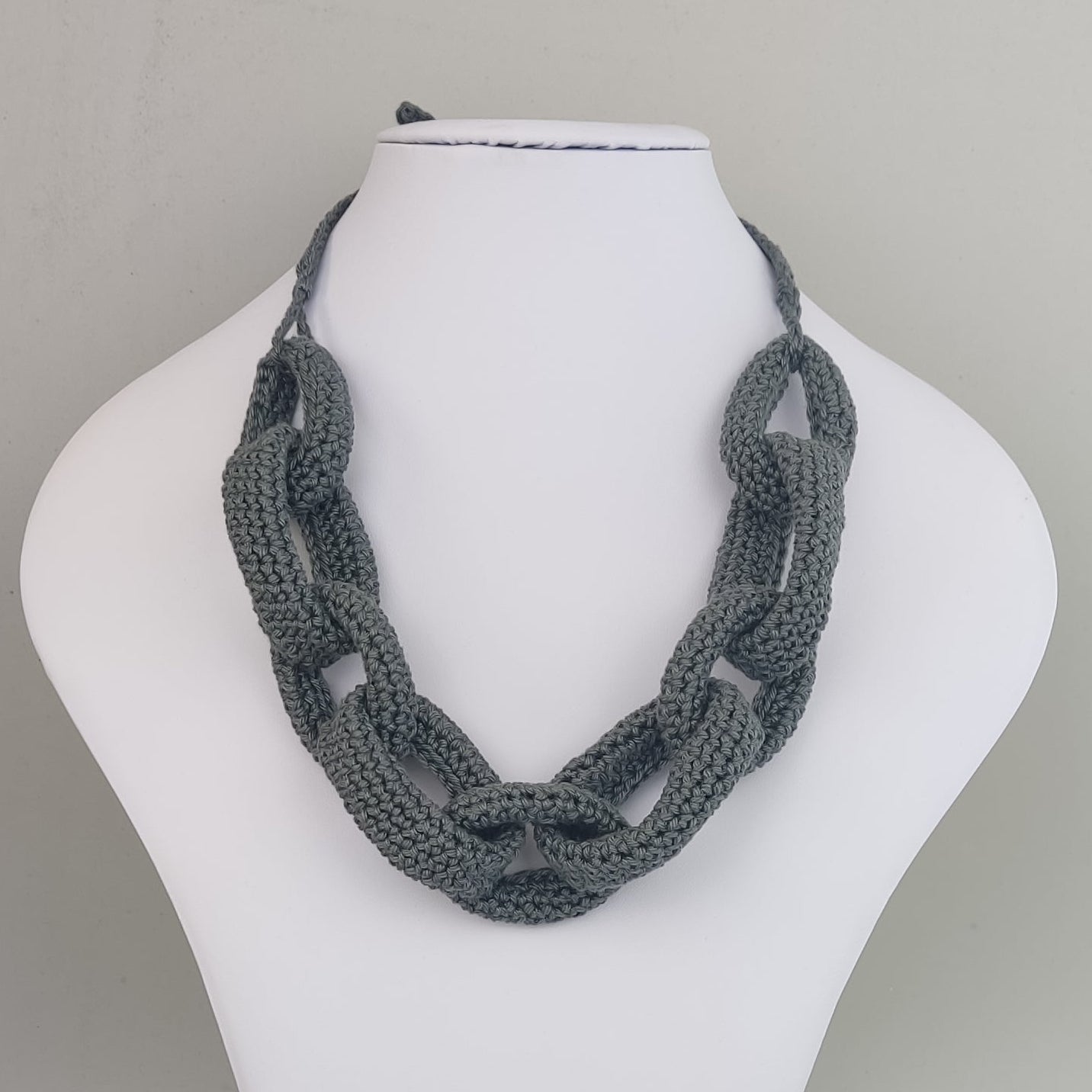 Royal Blue Chunky Crochet Necklace - Braided Chain Jewelry - StepToLight