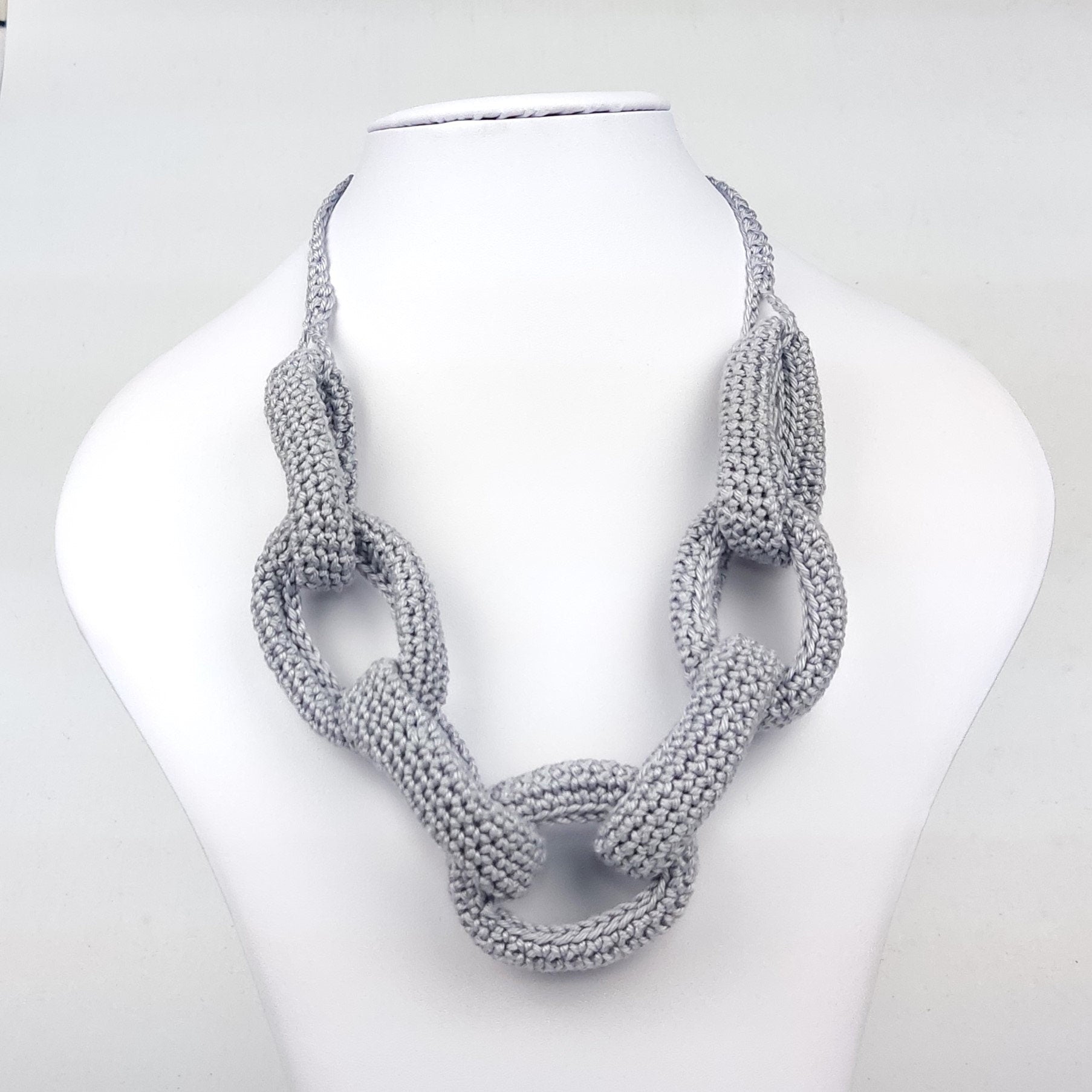 Royal Blue Chunky Crochet Necklace - Braided Chain Jewelry - StepToLight