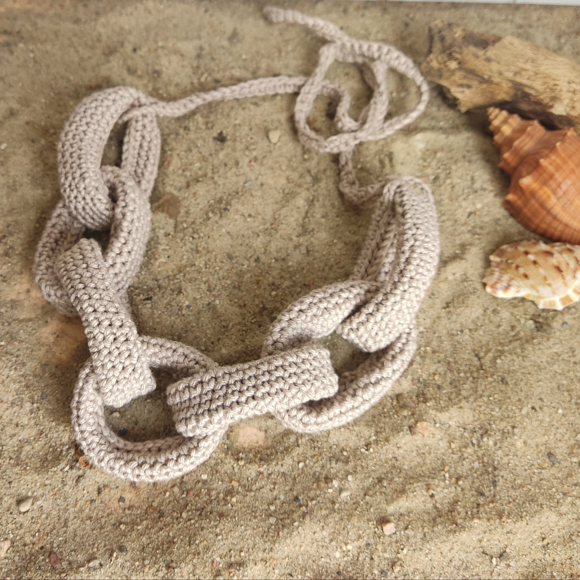 Rust Orange Chunky Crochet Statement Necklace - Handmade Braided Cotton Fall Winter Jewelry - StepToLight