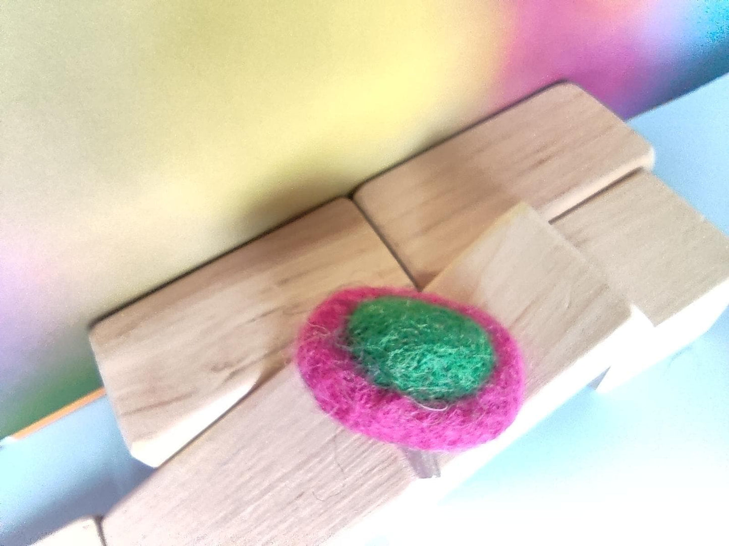 Statement Felt Ring Stack - Bright Colours (Set of 3) | Handmade Fiber Jewelry - StepToLight