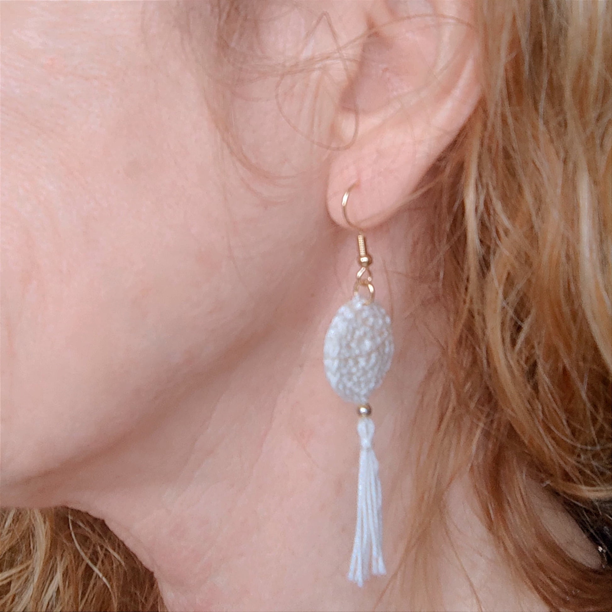 White Crochet Tassel Earrings: Elegant Boho Jewelry Gift - StepToLight